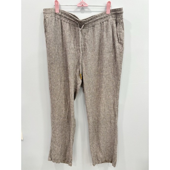 Ellen Tracy Lagenlook Wide Leg Pants Large Linen Blend Elastic Waist Minimalist - Picture 5 of 8